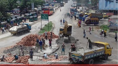 সংস্কার কাজ শেষ হয়নি সিরাজগঞ্জ মহাসড়কের