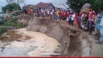 ভাঙছে পদ্মা, আতঙ্কে মানুষ (ছবি- প্রতিনিধি)