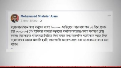 পররাষ্ট্র প্রতিমন্ত্রীর ফেসবুক স্ট্যাটাস