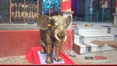 ধামরাইয়ে অষ্টধাতুর দুর্গা প্রতিমা দেখতে ভিড়