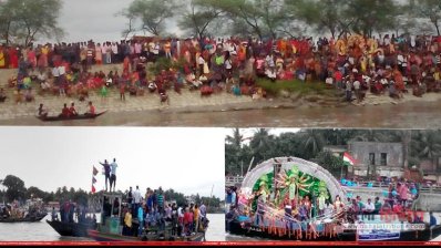 ইছামতিতে দুই বাংলার প্রতিমা বিসর্জন