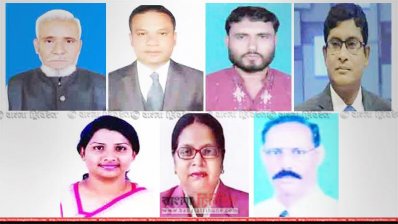 গাইবান্ধা-১ আসনের মনোনয়নপ্রত্যাশী (ওপরে বাঁ থেকে) গোলাম মোস্তফা আহমেদ, এমদাদুল হক নাদিম, মাজেদুর রহমান, ব্যারিস্টার শামীম হায়দার পাটোয়ারি, (নিচে বাঁ থেকে) সৈয়দ খুরশিদ জাহান স্মৃতি, আফরোজা বারী, ওয়াহেদুজ্জামান সরকার