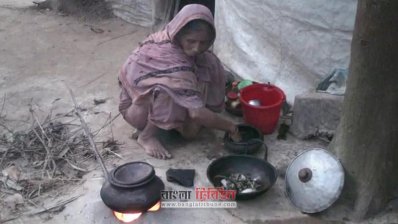 কোনও রকমে টিকে আছেন এই সাঁওতাল নারী
