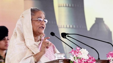 রূপপুর পারমাণবিক বিদ্যুৎকেন্দ্রের মূল নির্মাণ কাজের উদ্বোধনী অনুষ্ঠানে বক্তব্য রাখছেন প্রধানমন্ত্রী (ছবি- ফোকাস বাংলা)