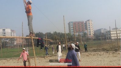 ইজতেমা ময়দান তৈরির কাজ চলছে