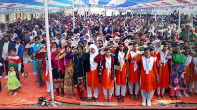 &lsquo;এসো মুক্তিযুদ্ধের গল্প শুনি&rsquo; অনুষ্ঠানে অংশগ্রহণকারী শিক্ষার্থীরা