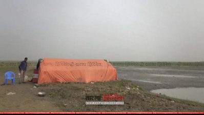 ফসল রক্ষা বাঁধ নির্মাণ করা হচ্ছে কিশোরগঞ্জের হাওরে