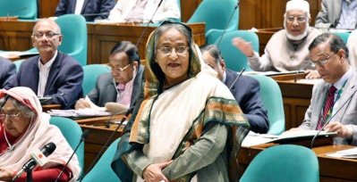 সংসদে বক্তব্য রাখছেন প্রধানমন্ত্রী (ছবি- ফোকাস বাংলা)