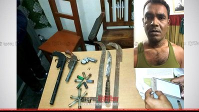 নিহত জুলহাস ও উদ্ধার করা অস্ত্র