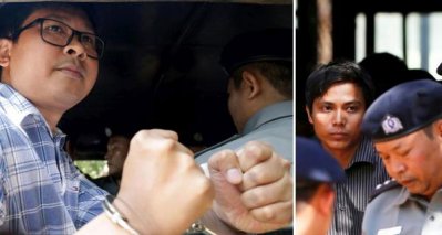 আদালতে হাজির দেওয়ার সময় রয়টার্সের দুই সাংবাদিক। সংগৃহীত ছবি