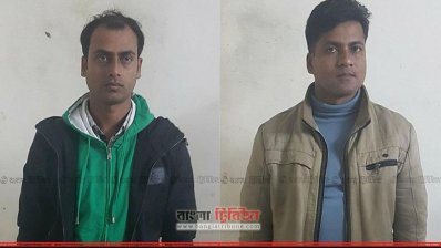 এসআই সাখাওয়াত হোসেন ও আজহারুল ইসলাম (ছবি- প্রতিনিধি)