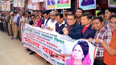 বগুড়ায় বিএনপির মানববন্ধন
