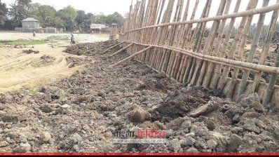 নির্মাণাধীন সুনামগঞ্জের ফসলরক্ষা বাঁধ 
