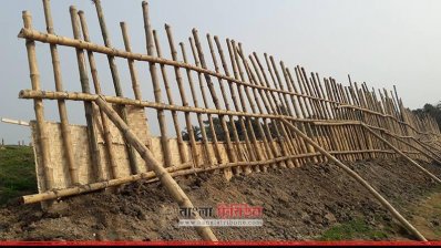 নির্মাণাধীন সুনামগঞ্জের ফসলরক্ষা বাঁধ 
