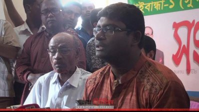 সংবাদ সম্মেলনে কথা বলছেন ব্যারিস্টার শামীম হায়দার পাটোয়ারী (ছবি- প্রতিনিধি)