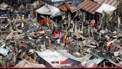  আগুনে পুড়ে ছাই হয়ে যাওয়া মিরপুর পল্লবীর বস্তি