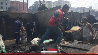 আগুনে পুড়ে ছাই হয়ে যাওয়া মিরপুর পল্লবীর বস্তি