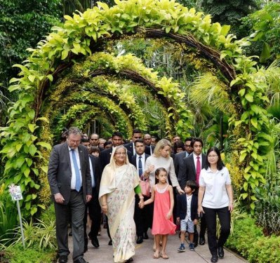 সিঙ্গাপুরের বোটানিক গার্ডেন পরিদর্শন করে প্রধানমন্ত্রী, ছবি: ফোকাস বাংলা