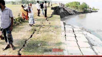 পাউবোর নির্মিত  বড় বড় বাঁধে ফাটল দেখা দিয়েছে