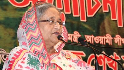 স্বাধীনতা দিবসের অনুষ্ঠানে বক্তব্য রাখছেন শেখ হাসিনা (ছবি- ফোকাস বাংলা)