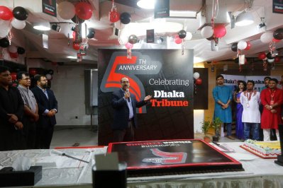 প্রতিষ্ঠাবার্ষিকী উপলক্ষে বক্তব্য রাখছেন ঢাকা ট্রিবিউনের সম্পাদক জাফর সোবহান