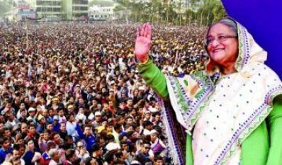 জনসমাবেশে শেখ হাসিনা (ফাইলছবি: বাসস)