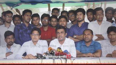 ছাত্রলীগের সংবাদ সম্মেলন (ছবি: ফোকাস বাংলা)