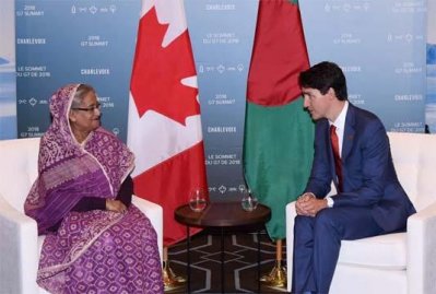 প্রধানমন্ত্রী শেখ হাসিনা ও জাস্টিন ট্রুডো