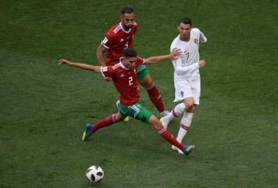 মরক্কো ও পর্তুগালের ম্যাচের একটি মুহূর্ত