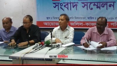 বিএফইউজে নির্বাচনের জলিল-কাজল-মধু পরিষদের নেতারা (ছবি: এস এম আববাস)