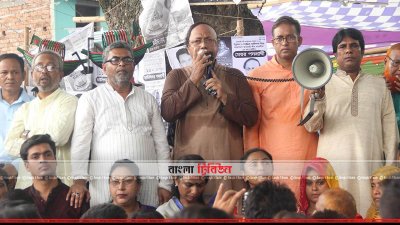 পথসভায় বক্তব্য রাখছেন খায়রুজ্জামান লিটন (ছবি- প্রতিনিধি)