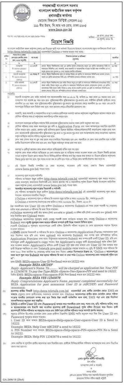 বাংলাদেশ অর্থনৈতিক অঞ্চল কর্তৃপক্ষে নিয়োগ