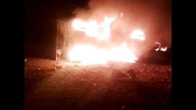 ভারতে পাথর খনিতে বিস্ফোরণ খেকে লাগা আগুন