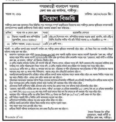 জেলা জজ এর কার্যালয়ে নিয়োগ