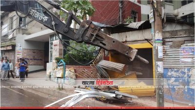 অবৈধ স্থাপনা ভেঙে দিচ্ছে রাজউক