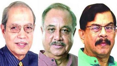 অধ্যাপক এ কিউ এম বদরুদ্দোজা চৌধুরী, আ স ম আবদুর রব ও মাহমুদুর রহমান মান্না 