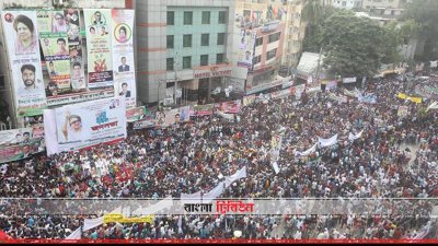 নয়াপল্টনে বিএনপির জনসভা চলছে