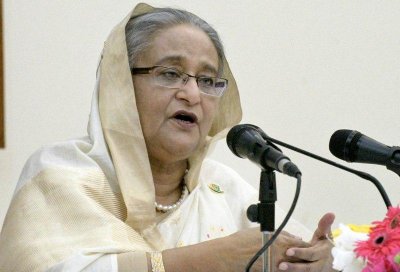 সংবাদ সম্মেলনে বক্তব্য রাখছেন প্রধানমন্ত্রী শেখ হাসিনা (ছবি: ফোকাস বাংলা)