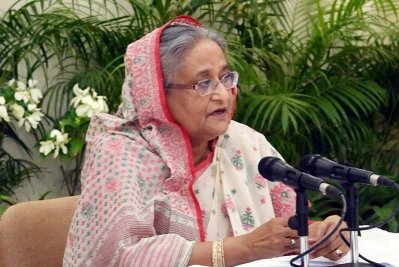 গণভবনে দলীয় সভায় বক্তব্য রাখছেন প্রধানমন্ত্রী শেখ হাসিনা, ছবি- ফোকাস বাংলা