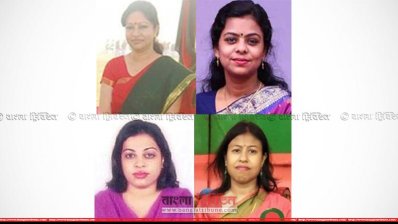 শাম্মী ইসলাম, সুবর্ণা রানী সাহা, নাজনীন সুলতানা ও শাশ্বতী শীল (ছবি&ndash; প্রতিনিধি)