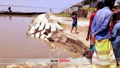 ইসলামপুর যমুনার বাঁধে ব্যাপক ধস, আতঙ্কে এলাকাবাসী
