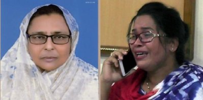(বাম দিক থেকে) রংপুর জেলা পরিষদ চেয়ারম্যান শাফিয়া খানম ও জেলা পরিষদ সদস্য পারভীন আখতার