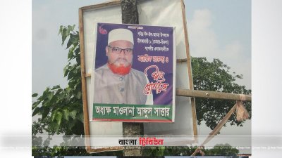 নীলফামারীর গাছে গাছে নির্বাচনি ব্যানার-ফেস্টুন