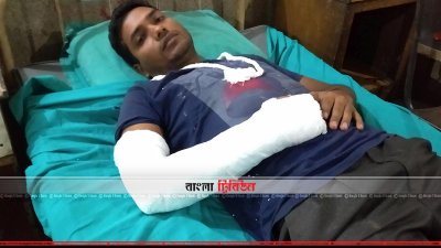হাসপাতালে চিকিৎসাধীন লিমন হোসেন (ছবি&ndash; প্রতিনিধি)