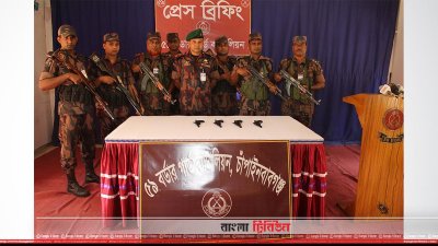 উদ্ধার করা ওয়ান শুটার গানসহ বিজিবির সদস্যরা