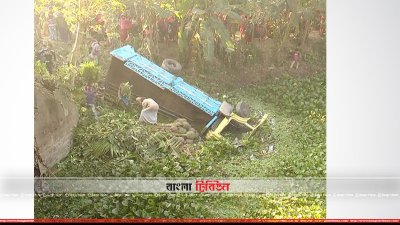 মাদারীপুরে পিকআপ নিয়ন্ত্রণ হারিয়ে খাদে