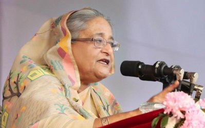 গুলশানে নির্বাচনি জনসভায় বক্তব্য রাখছেন প্রধানমন্ত্রী শেখ হাসিনা (ছবি: ফোকাস বাংলা)