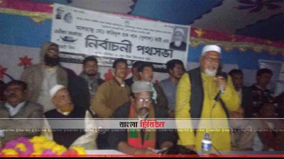 নির্বাচনি জনসভায় বক্তব্য রাখছেন