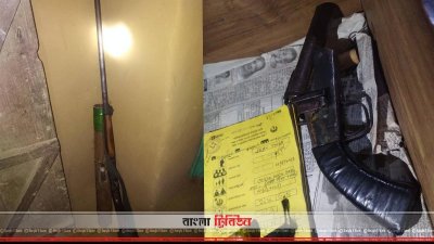 ঘটনাস্থল থেকে উদ্ধার করা অস্ত্র 