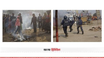 সাভারে শ্রমিকদের সঙ্গে পুলিশের দফায় দফায় সংঘর্ষের ঘটনা ঘটে